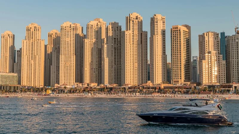 Billboard and bridge banner advertising at Jumeirah Beach Residence (JBR), Dubai, UAE
